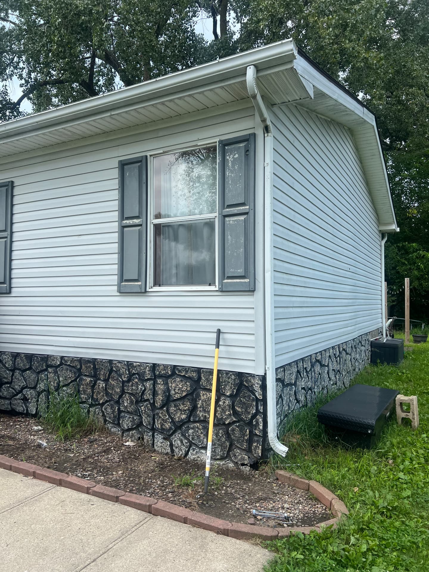 White vinyl siding on a house corner